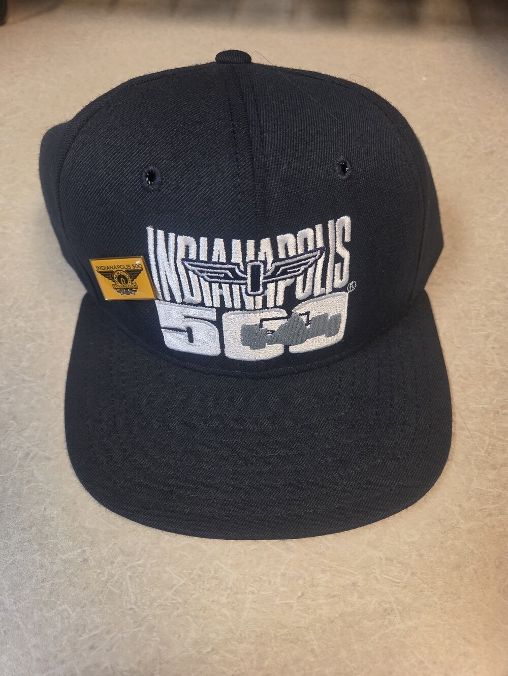 Indianapolis 500 Black Snapback Hat with White Logo